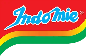 Logo of indomie, a popular brand of instant noodles with a dynamic red background and a colorful wave underneath. Logo of indomie, a popular brand of instant noodles with a dynamic red background and a colorful wave underneath.