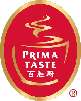 A logo featuring a steaming bowl with the words "prima taste" and asian characters, set against a red and gold oval background. A logo featuring a steaming bowl with the words "prima taste" and asian characters, set against a red and gold oval background.