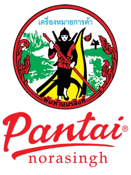 Logo of pantai norasingh featuring a traditional warrior with a flag, encircled by thai script and mythological creatures against a backdrop of greenery. Logo of pantai norasingh featuring a traditional warrior with a flag, encircled by thai script and mythological creatures against a backdrop of greenery.