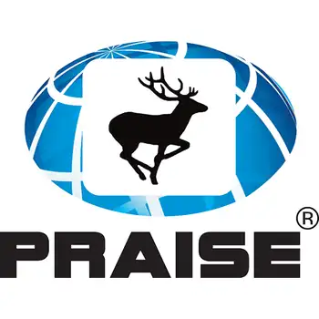 A logo with a sleek deer silhouette centered in a stylized blue globe, accompanied by the word "praise" in bold black letters below, indicating a brand identity or an organization's emblem. A logo with a sleek deer silhouette centered in a stylized blue globe, accompanied by the word "praise" in bold black letters below, indicating a brand identity or an organization's emblem.