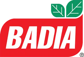 A logo with the word "badia" in white capital letters on a red background, topped with a green leaf motif, suggesting a brand related to food, spices, or natural products. A logo with the word "badia" in white capital letters on a red background, topped with a green leaf motif, suggesting a brand related to food, spices, or natural products.