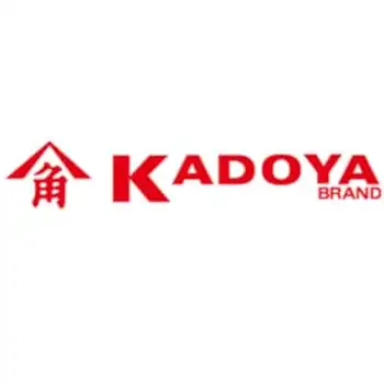 The image displays a red and black logo for "kadoya brand," featuring stylized text with an emblem resembling an asian character above the word "kadoya. The image displays a red and black logo for "kadoya brand," featuring stylized text with an emblem resembling an asian character above the word "kadoya.